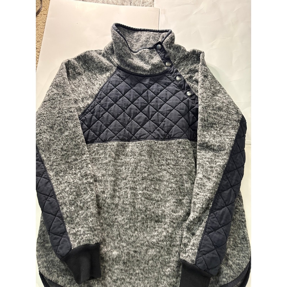 Abercrombie & Fitch Sherpa Fleece Pullover Mens M Quilted Snap Mock Neck